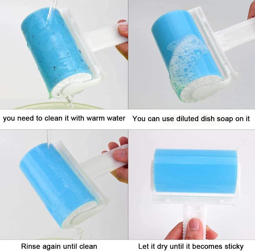 Reusable pet hair remover roller for couches and clothes