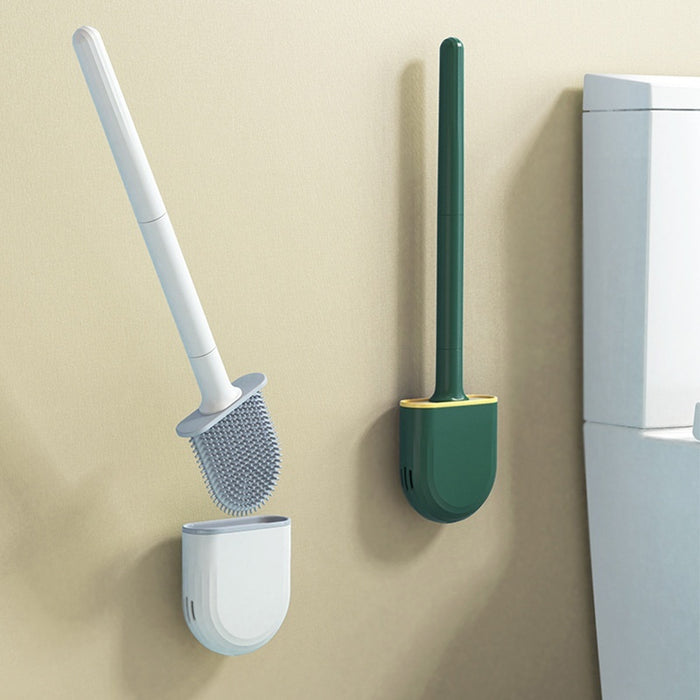 Wall-Mount Silicone Toilet Brush – Draining Holder
