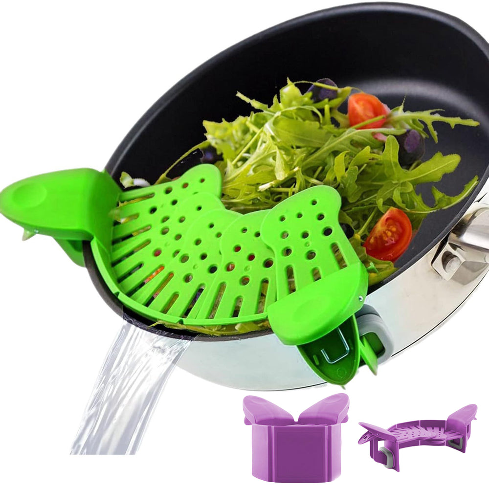 Clip-On Pot Strainer – One-Hand Pasta Drain — product photo 1