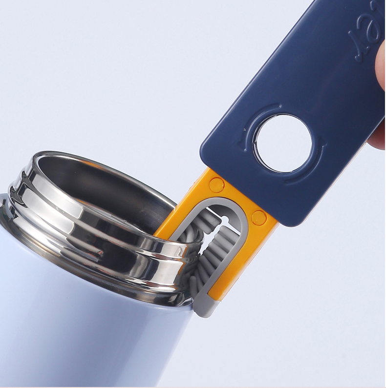 Tumbler lid gap cleaner brushes for gaskets and straw seals