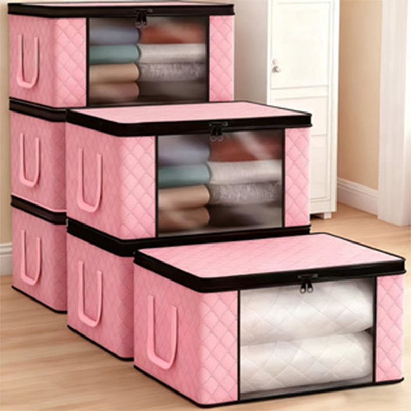 Foldable storage box with zip and clear window